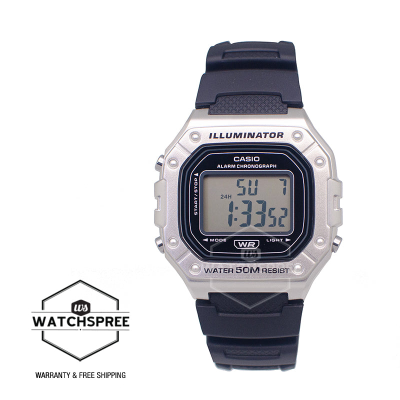 Casio Digital Black Resin Band Watch W218HM-7A W-218HM-7A