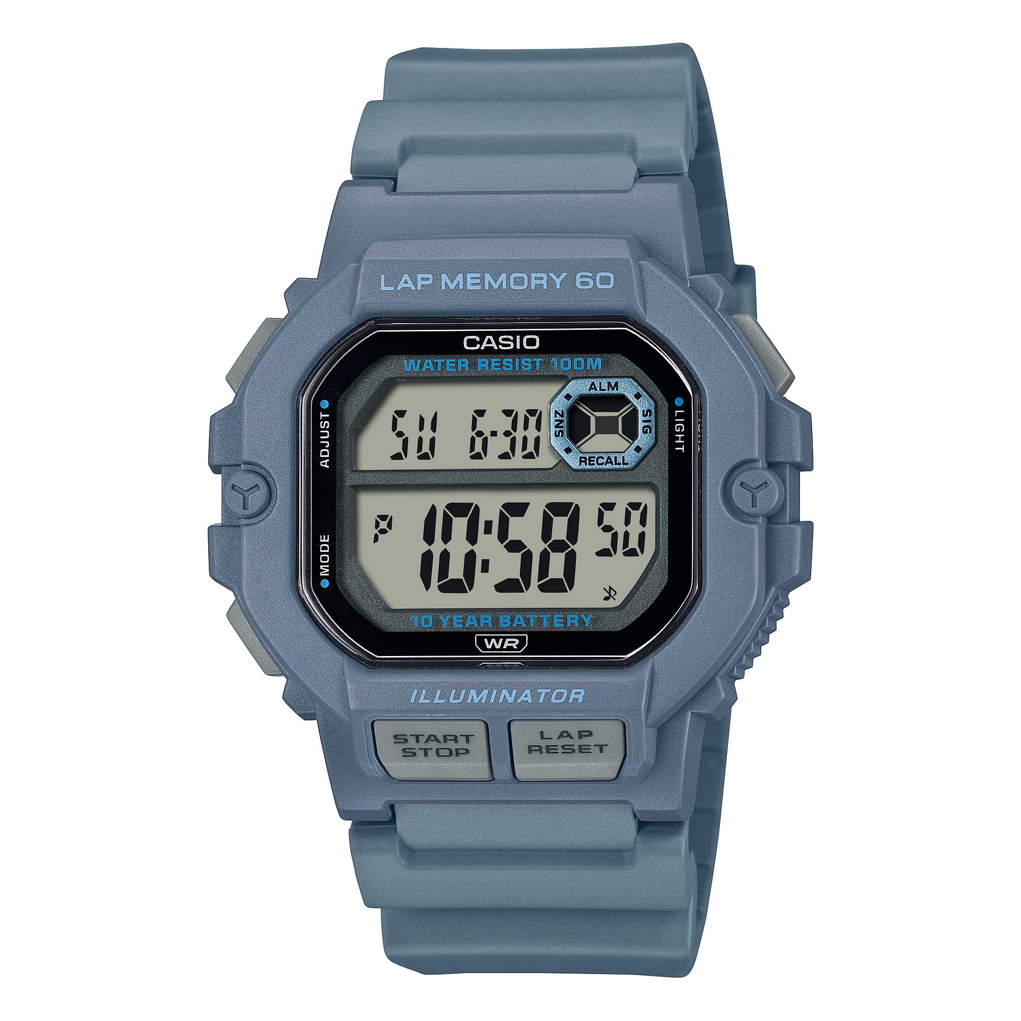 Casio Digital Dual Time Blue Resin Band Watch WS1400H-2A WS-1400H-2A