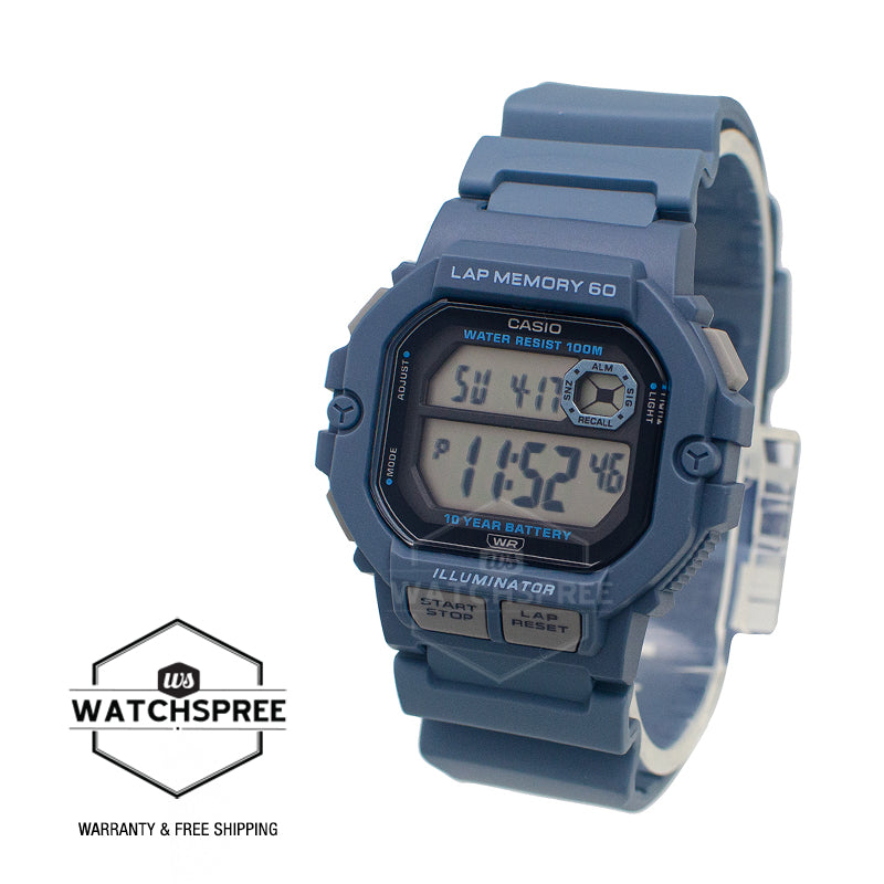 Casio Digital Dual Time Blue Resin Band Watch WS1400H-2A WS-1400H-2A