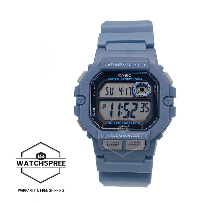 Casio Digital Dual Time Blue Resin Band Watch WS1400H-2A WS-1400H-2A