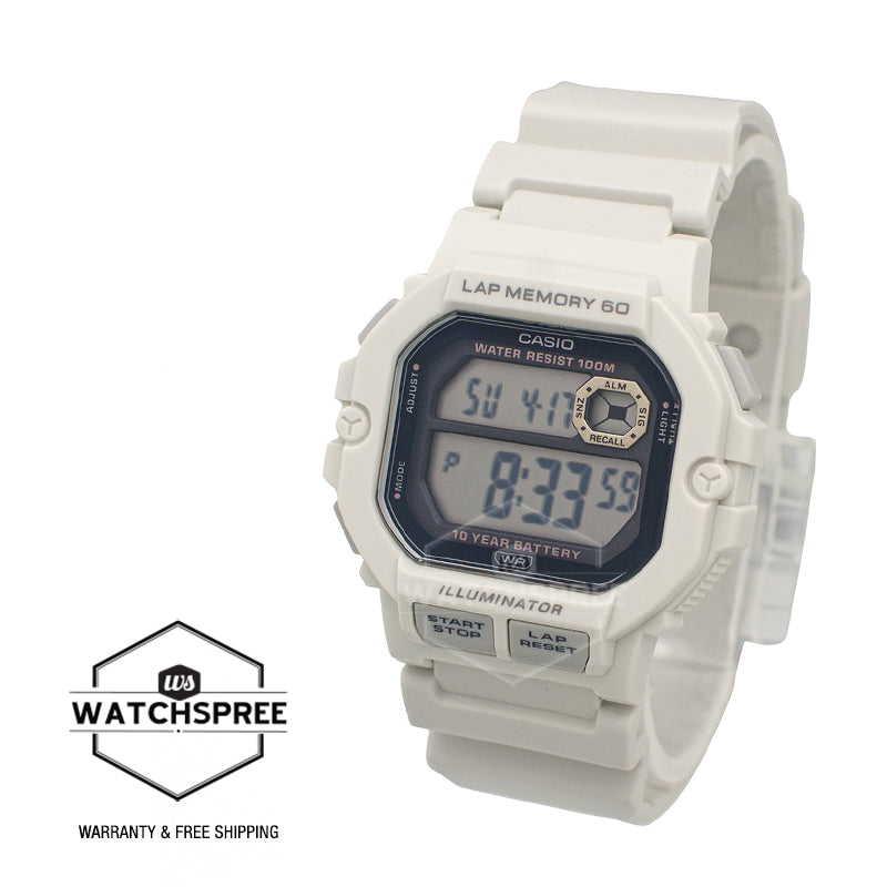 Casio Digital Dual Time Off-White Resin Band Watch WS1400H-8A WS-1400H-8A