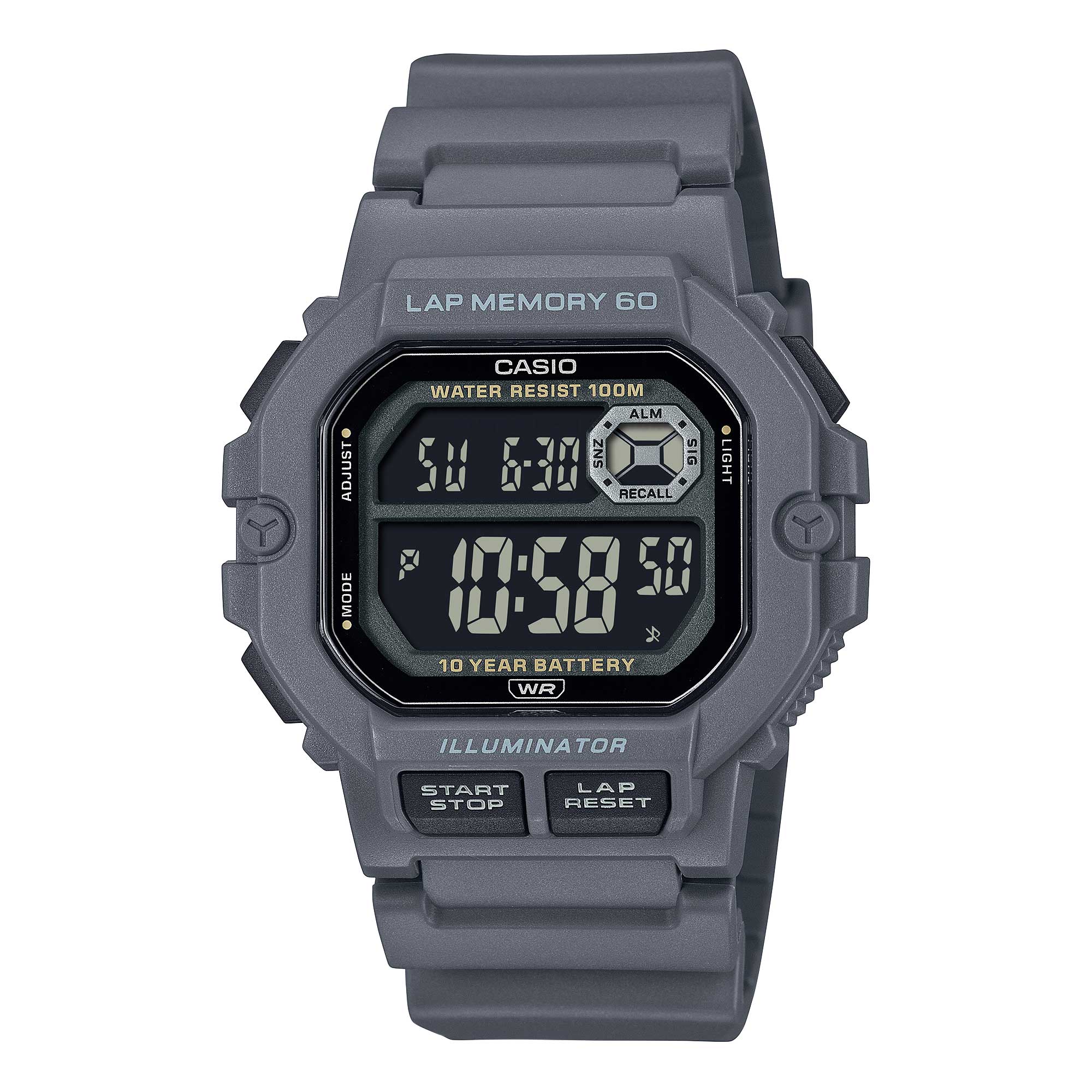 Casio Digital Dual Time Grey Resin Band Watch WS1400H-8B WS-1400H-8B