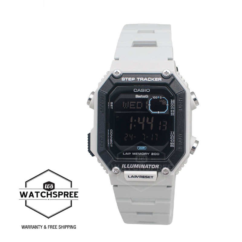 Casio Digital Sporty Bluetoothô“ô÷ Step Tracker Dual Time Light Grey Resin Band Watch WSB1000-8B WS-B1000-8B