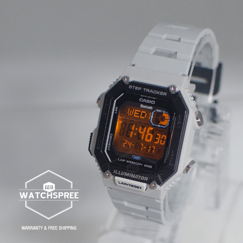 Casio Digital Sporty Bluetoothô“ô÷ Step Tracker Dual Time Light Grey Resin Band Watch WSB1000-8B WS-B1000-8B