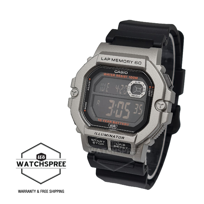 – Watchspree Resin Black Casio WS-1400H-1B Watch Band Digital WS1400H-1B Time Dual