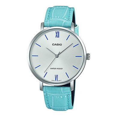 Casio Ladies' Analog Blue Leather Band Watch LTPVT01L-7B3 LTP-VT01L-7B3 Watchspree