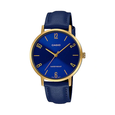 Casio Ladies' Analog Blue Leather Strap Watch LTPVT01GL-2B LTP-VT01GL-2B Watchspree