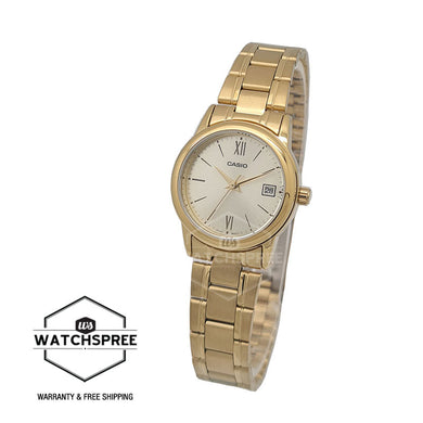 Casio Ladies' Standard Analog Gold Stainless Steel Band Watch LTPV002G-9B3 LTP-V002G-9B3 Watchspree