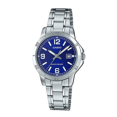 Casio Ladies' Standard Analog Silver Stainless Steel Band Watch LTPV004D-2B LTP-V004D-2B Watchspree