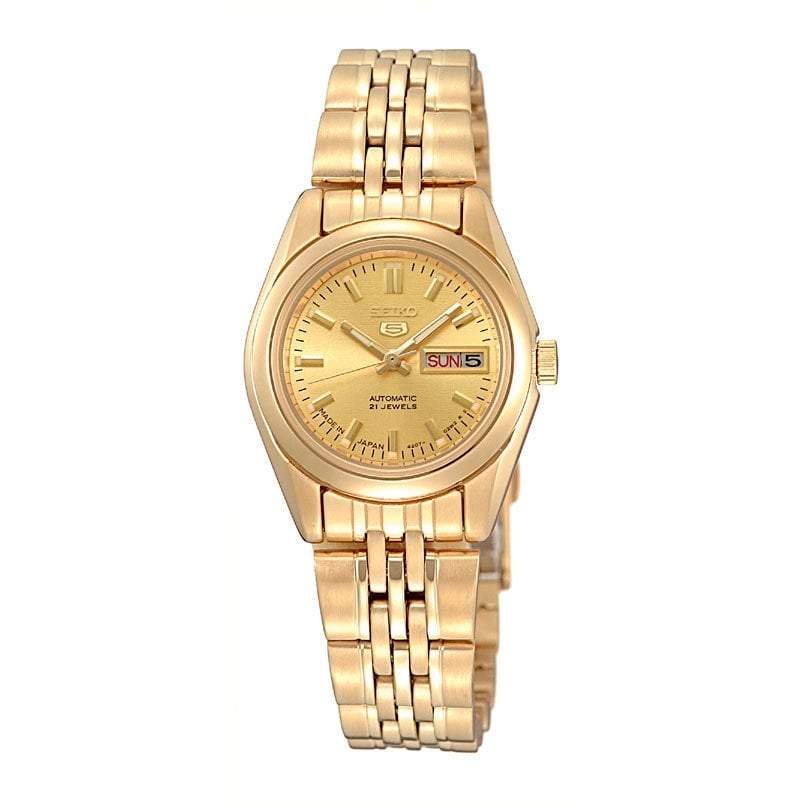 Seiko 5 WomenÇ??s Automatic Gold Tone Stainless Steel Band Watch ...